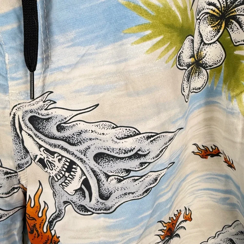 Lurking Class Men's Skull Board Shorts Swim Trunks 36 Indie‎ Surfing Hawaiian